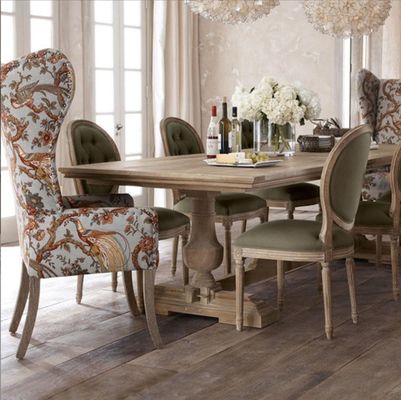 120cm*60cm*75cm Vintage Countryside Centre Dining Table with Curved Pine Wood