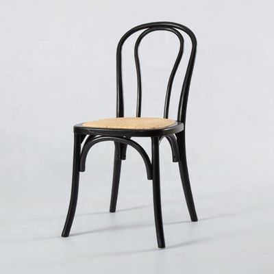 Chinese Mahogany and Rattan Material Nordic Home Furniture Wood Frame Banquet Dining Chair with Stackable Solid Wooden