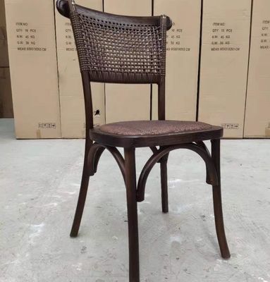 Hotel Furniture Wooden Cane Back Rattan Dining Chair for Wedding Banquet Reception Seating Arrangement
