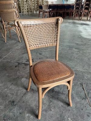 Hotel Furniture Wooden Cane Back Rattan Dining Chair for Wedding Banquet Reception Seating Arrangement