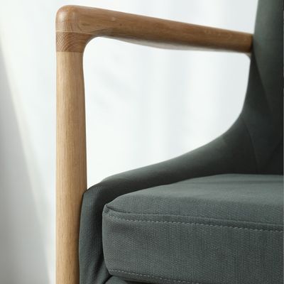 Gray/Green Wooden Upholstered Single Sofa Chair for Modern Living Room Furniture