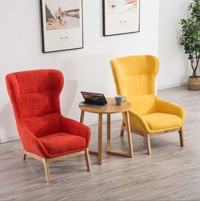 65cm*52cm*93cm Modern Lounge Chair with Assurance and Solid Wood Legs in Red/Yellow/Green/Blue/White/Coffee/Gray/Pink