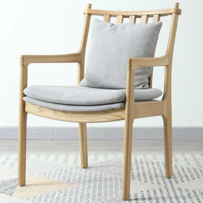 Stylish and Comfortable Nordic Oak Solid Wood Upholstered Armchair Sofa Chair