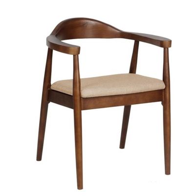 Restaurant Dining Room Furniture Modern Wooden Armrest Chair with Solid Wood Frame and Pu Seat