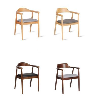 Restaurant Dining Room Furniture Modern Wooden Armrest Chair with Solid Wood Frame and Pu Seat