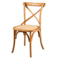 Hotel Chair Vintage X Cross Back Stackable Wooden Wedding Event Restaurant Dining Chairs with Rattan Cover