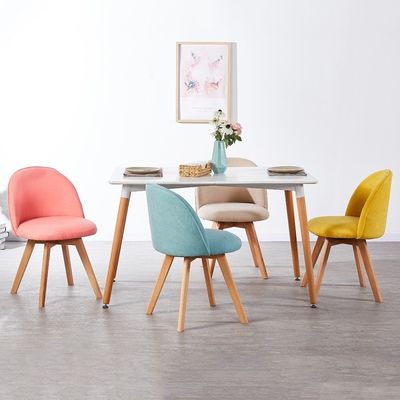 Modern Nordic Style Dining Room Chair with Wooden Legs and Upholstered Seat