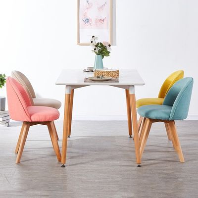 Modern Nordic Style Dining Room Chair with Wooden Legs and Upholstered Seat