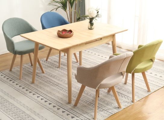 Modern Style Nordic Dining Room Chairs with Colourful Wooden Seats Backrests and Armrests