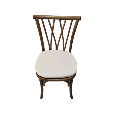 Antique Wedding Event Vintage X Cross Back Stackable Wood Chair with Rattan Foam Seat
