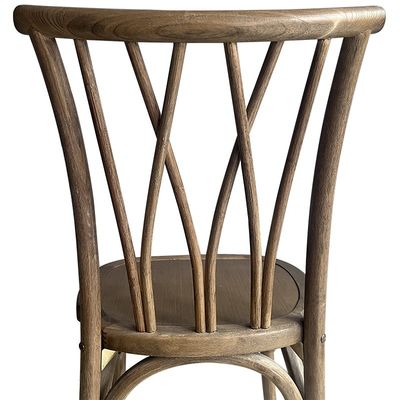 Antique Wedding Event Vintage X Cross Back Stackable Wood Chair with Rattan Foam Seat