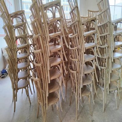 Antique Wedding Event Vintage X Cross Back Stackable Wood Chair with Rattan Foam Seat