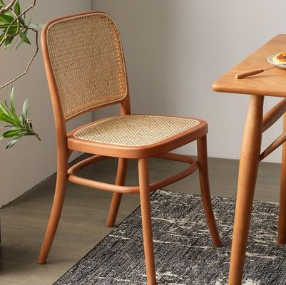 Simple Design Solid Wood Dining Rattan Chair for Restaurant and Dining Room