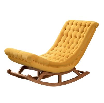 Solid Wood European Style Rocking Chair with Upholstered Sofa Chair W60*D106*H76cm