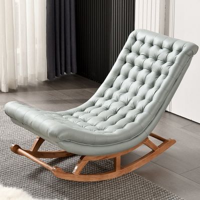 Solid Wood European Style Rocking Chair with Upholstered Sofa Chair W60*D106*H76cm