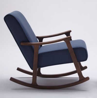 Practical High Density Sponge Fabric Wood Rocking Chair for Living Room European Style