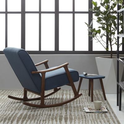 Practical High Density Sponge Fabric Wood Rocking Chair for Living Room European Style