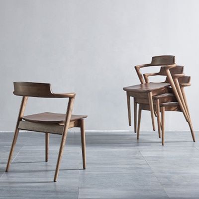 Nordic Leisure Wooden Ash Wood Handrail Modern Dinning Chair for General Home Furniture