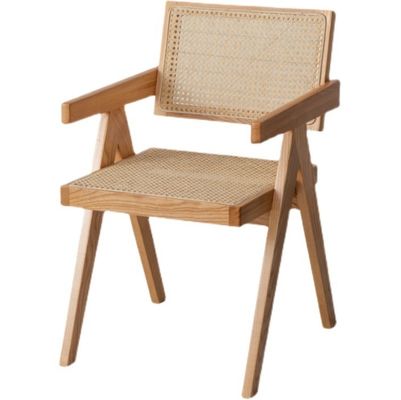 Custom Solid Wood Armrest Rattan Chair for Indoor Classical Dining Furniture in Restaurants