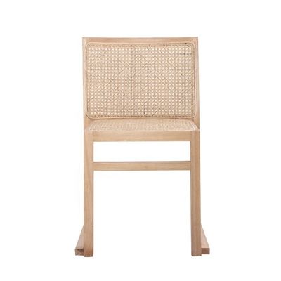 Dining Room Furniture Real Rattan Solid Wood Dining Chair for Stackable and Nordic Leisure