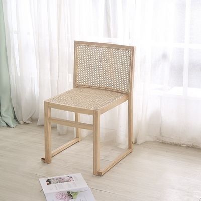 Dining Room Furniture Real Rattan Solid Wood Dining Chair for Stackable and Nordic Leisure