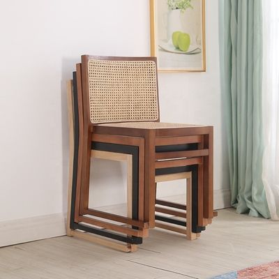 Dining Room Furniture Real Rattan Solid Wood Dining Chair for Stackable and Nordic Leisure