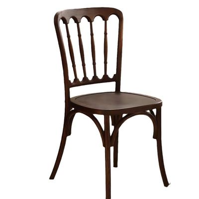 Brown Wooden Stackable Dining Chair for Rattan Wedding Ceremonies