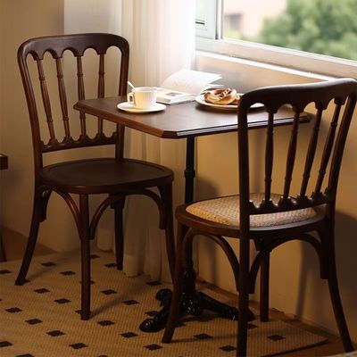 Brown Wooden Stackable Dining Chair for Rattan Wedding Ceremonies