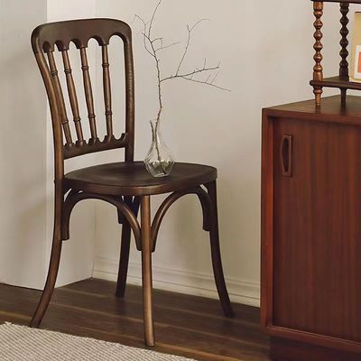 Brown Wooden Stackable Dining Chair for Rattan Wedding Ceremonies
