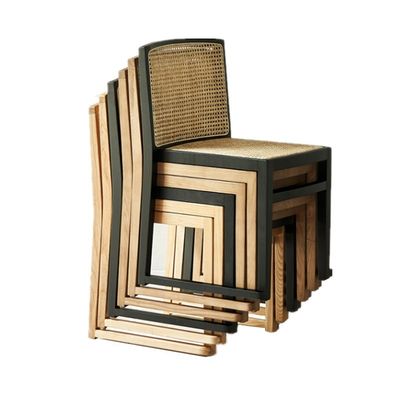Stacked Rattan Dining Chair Custom Wood Armless Chair for Dining Room W49CM*D42.5CM*H80CM
