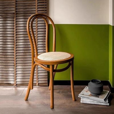Solid Wood Sturdy Event Wedding Chairs Rattan Wooden Stackable Dining Chair