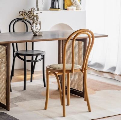 Solid Wood Sturdy Event Wedding Chairs Rattan Wooden Stackable Dining Chair
