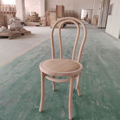 Solid Wood Sturdy Event Wedding Chairs Rattan Wooden Stackable Dining Chair