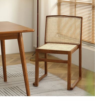 Stacked Rattan Dining Chair Custom Wood Armless Chair for Dining Room W49CM*D42.5CM*H80CM