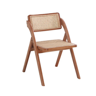 Nordic Solid Wood Folding Rattan Dinning Chair with Traditional Craftsmanship