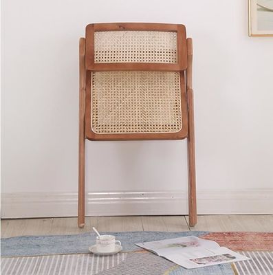 Nordic Solid Wood Folding Rattan Dinning Chair with Traditional Craftsmanship