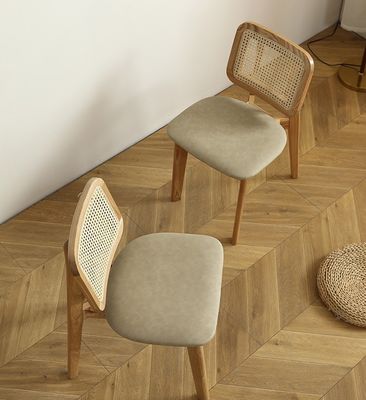 Classical Practical Home Furniture Solid Wood Dining Chair with Rattan Design and Upholstered Seat