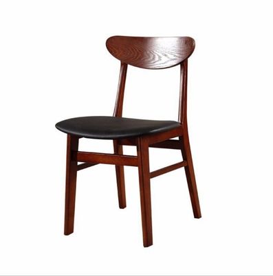 Nordic Modern Solid Wood Dining Chair with Leather Upholstered Seat and Backrest