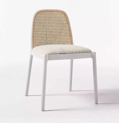 Mail Packing Durable Solid Wood Armless Rattan Dining Chair for Dining Room