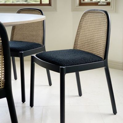 Mail Packing Durable Solid Wood Armless Rattan Dining Chair for Dining Room