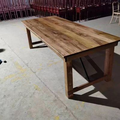 Wholesales Banquet Hotel Home Foldable Solid Pine Wood Farm Table and Bench in Luxury Classic Style with Mail Packing Y
