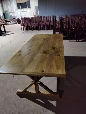 Wholesales Banquet Hotel Home Foldable Solid Pine Wood Farm Table and Bench in Luxury Classic Style with Mail Packing Y