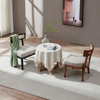 Nordic Style Rattan Dining Chair Upholstered Solid Wood Chair for Living Room Decoration