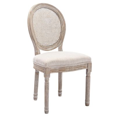 PU Leather Covered French Vintage Style Dining Chair with Stackable Design and Solid Wood