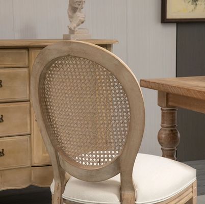 PU Leather Covered French Vintage Style Dining Chair with Stackable Design and Solid Wood