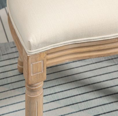 PU Leather Covered French Vintage Style Dining Chair with Stackable Design and Solid Wood