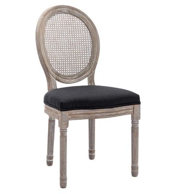 PU Leather Covered French Vintage Style Dining Chair with Stackable Design and Solid Wood