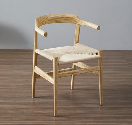 Modern Wooden Dining Chair with Wishbone Design and Antique Rope Seat