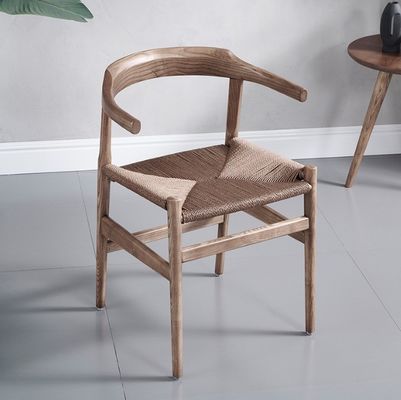 Modern Wooden Dining Chair with Wishbone Design and Antique Rope Seat