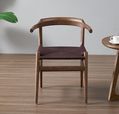 Modern Wooden Dining Chair with Wishbone Design and Antique Rope Seat